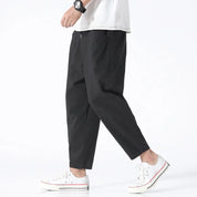 Kyoto Linen Cropped Pants Black Trousers