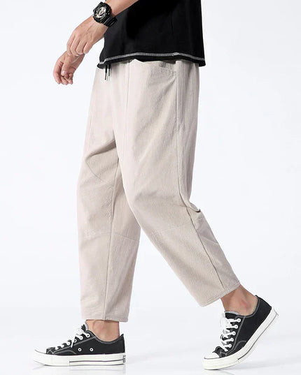 Kyoto Linen Cropped Pants Khaki Trousers