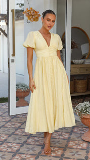 Bernadette | Elegant One‑Shoulder Satin Evening Dress Yellow Dresses