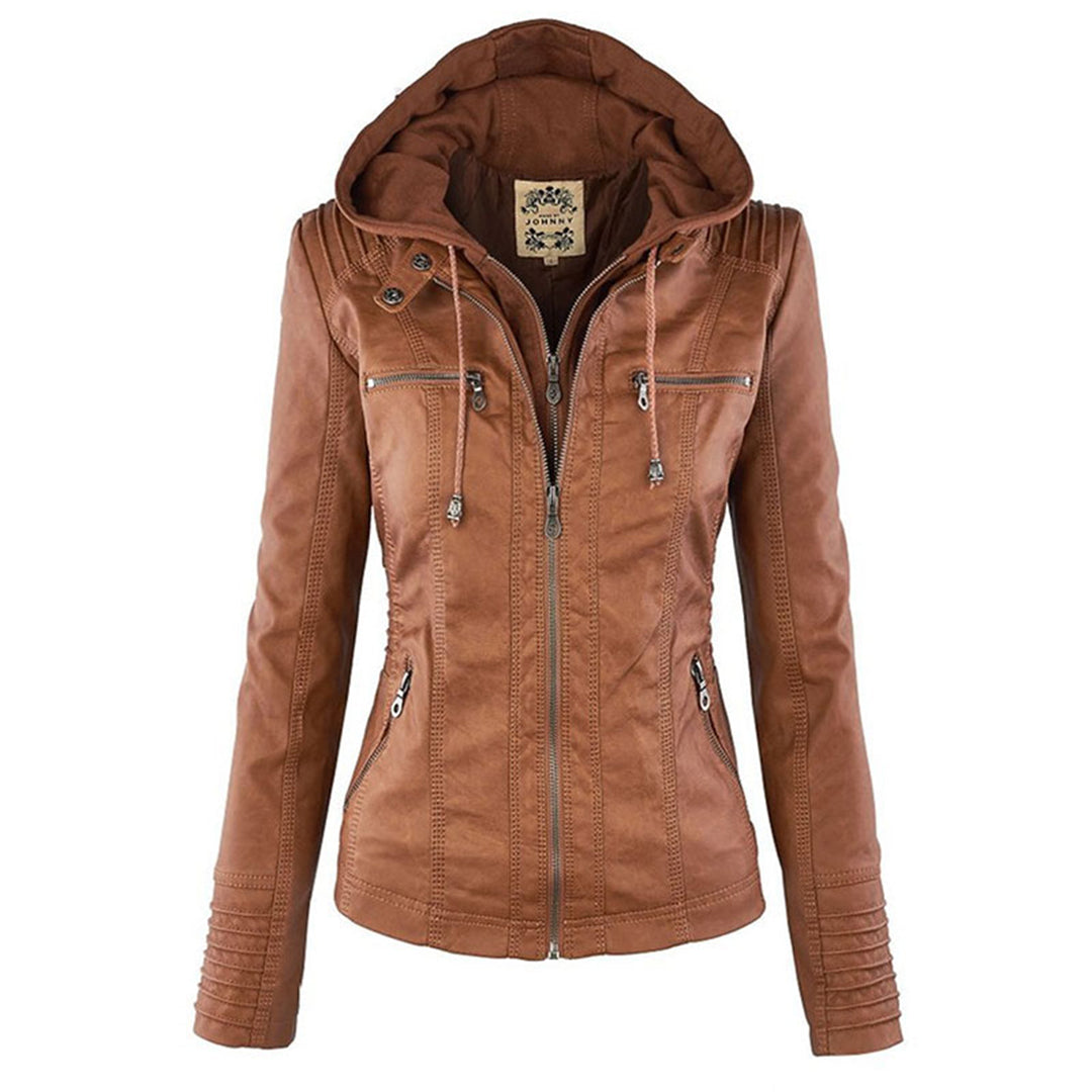 Vida | Leather Coat for Women Khaki Bestseller