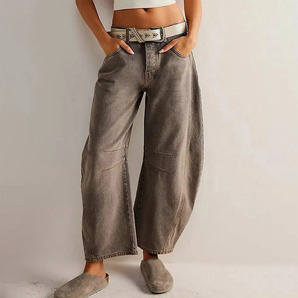 Margot | Wide-leg comfort jeans Light Brown Pants