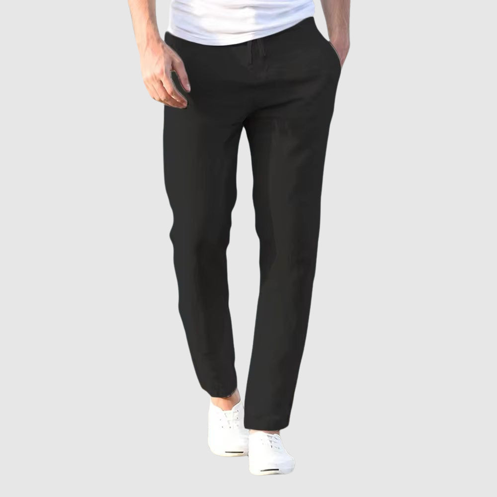 Relaxed Linen Pants Black Men Pants