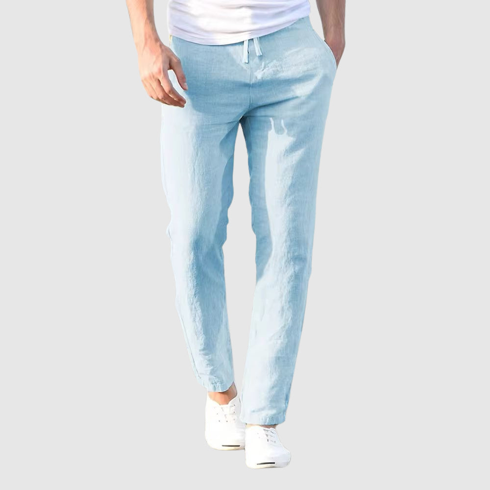 Relaxed Linen Pants Blue Men Pants