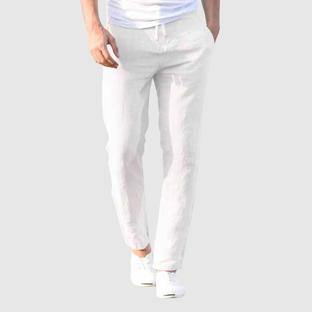 Relaxed Linen Pants White Men Pants