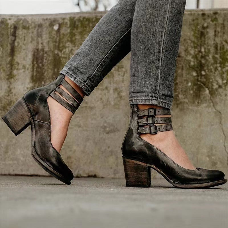 Elegant Belt Buckle Strap Mary Jane Shoes Shoes