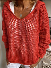 Lana Knit Hooded Sweater Red