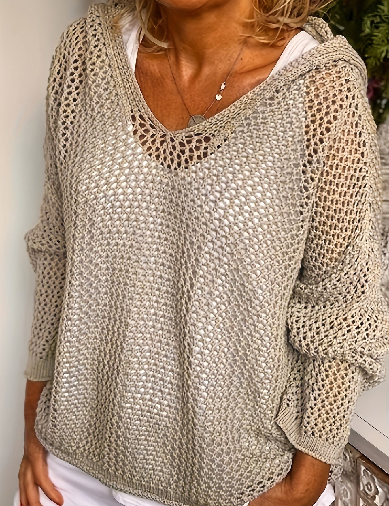 Lana Knit Hooded Sweater Khaki