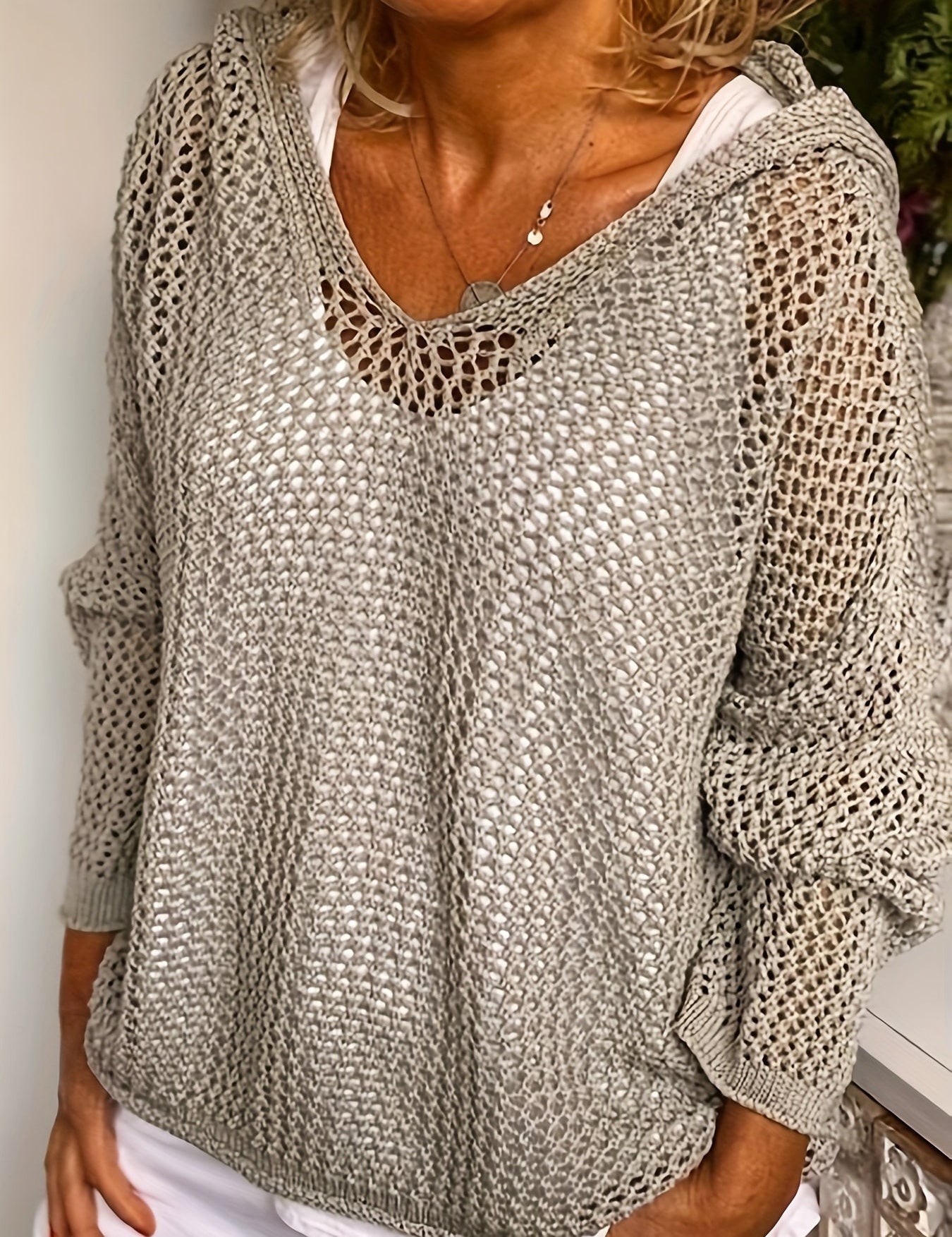 Lana Knit Hooded Sweater Grey