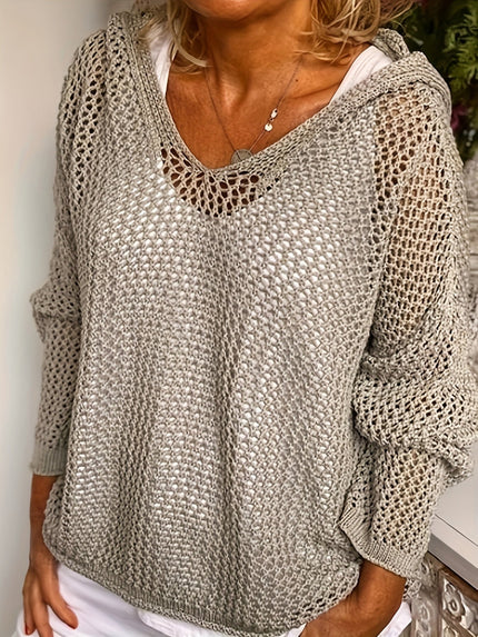 Lana Knit Hooded Sweater Grey