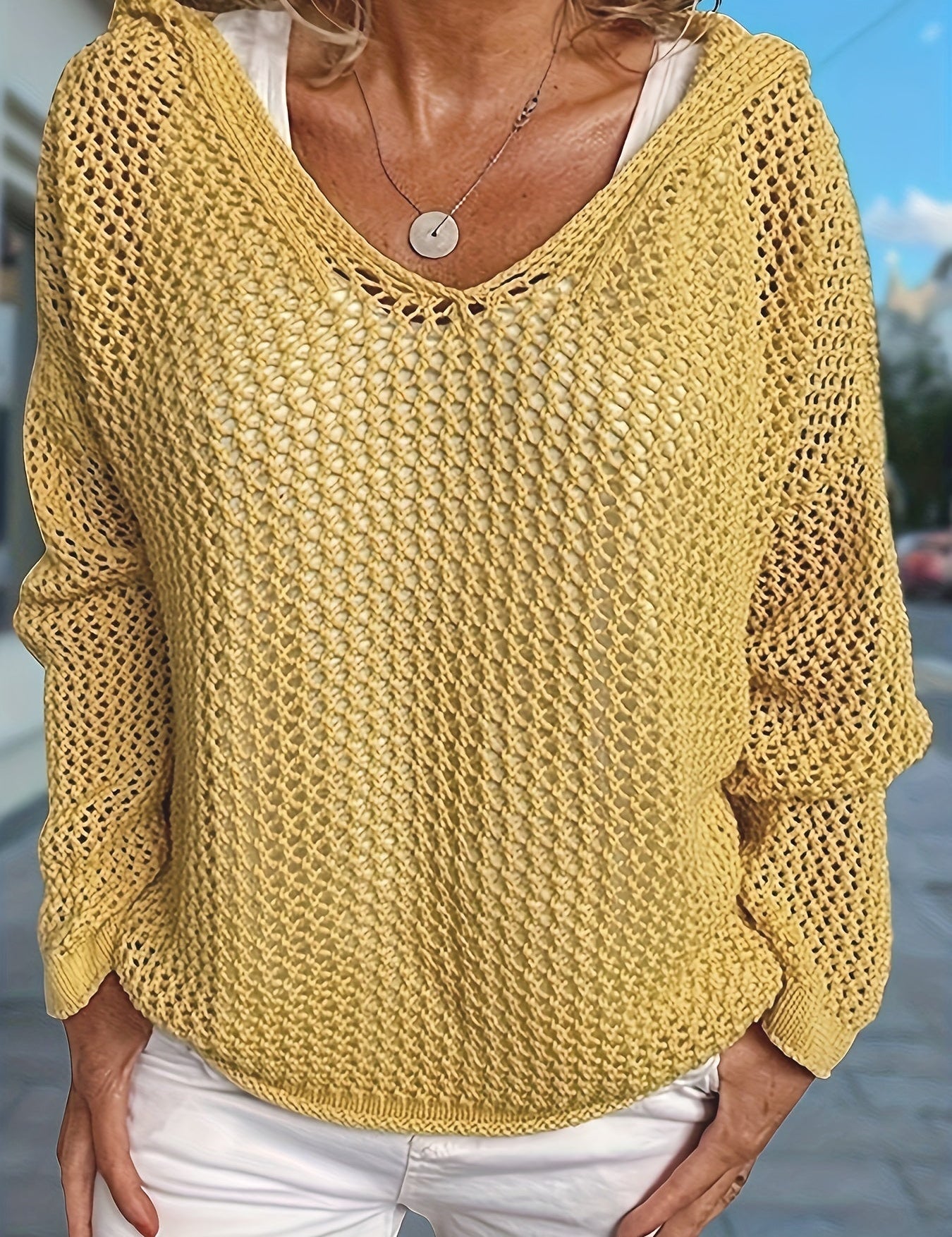 Lana Knit Hooded Sweater Yellow