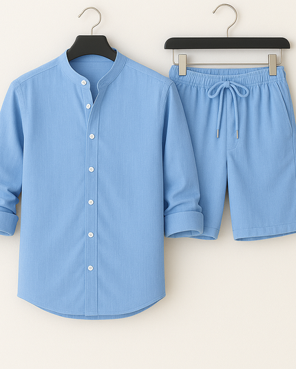 Duvall Relaxed Linen Set Blue