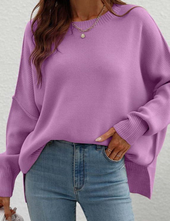 Women's Relaxed Knit Sweater Purple sweater