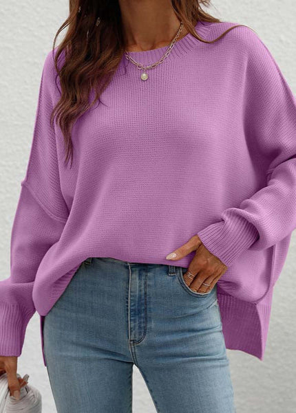 Women's Relaxed Knit Sweater Purple sweater