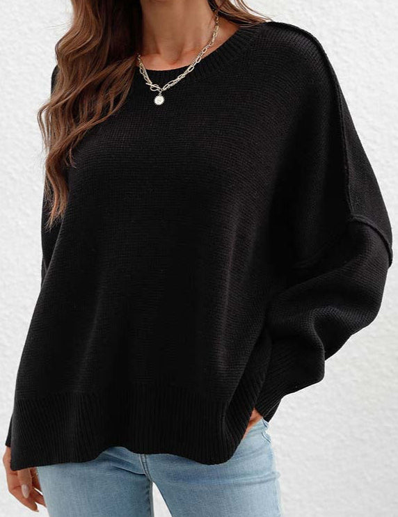 Women's Relaxed Knit Sweater Black sweater