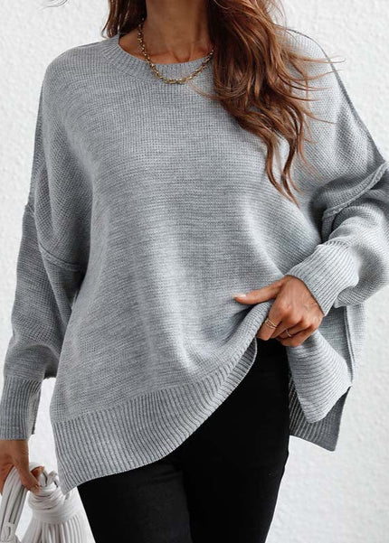 Women's Relaxed Knit Sweater Grey sweater