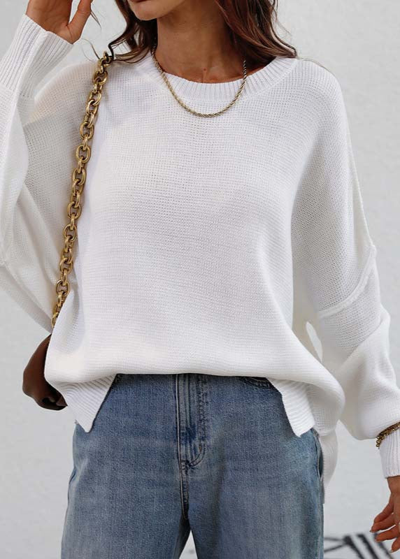 Women's Relaxed Knit Sweater White sweater