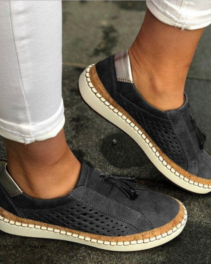 Women's Slip-On Hollow Out Sneakers Black Sneakers