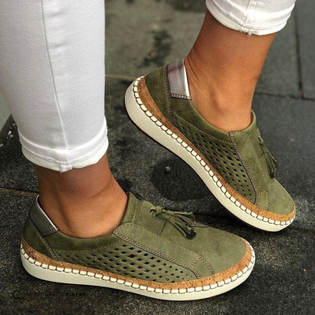 Women's Slip-On Hollow Out Sneakers Green Sneakers