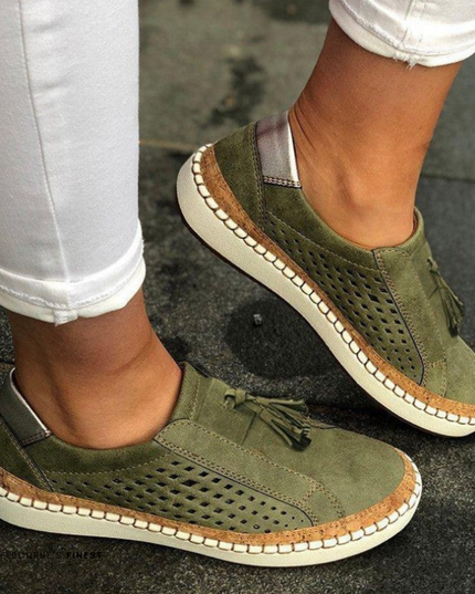 Women's Slip-On Hollow Out Sneakers Green Sneakers