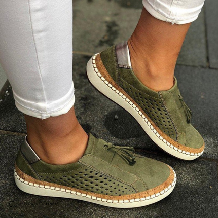 Women's Slip-On Hollow Out Sneakers Green Sneakers