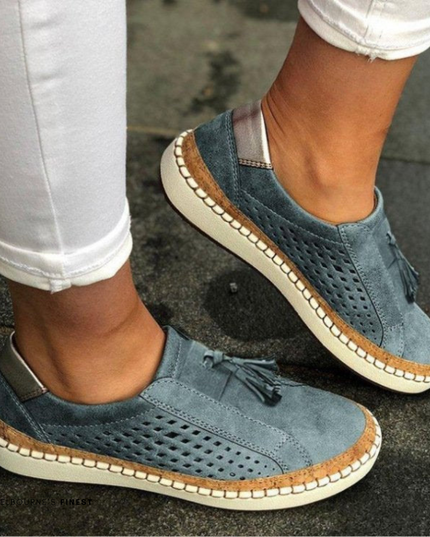 Women's Slip-On Hollow Out Sneakers Blue Sneakers