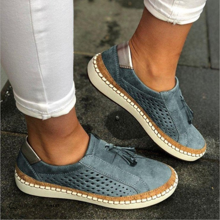 Women's Slip-On Hollow Out Sneakers Blue Sneakers