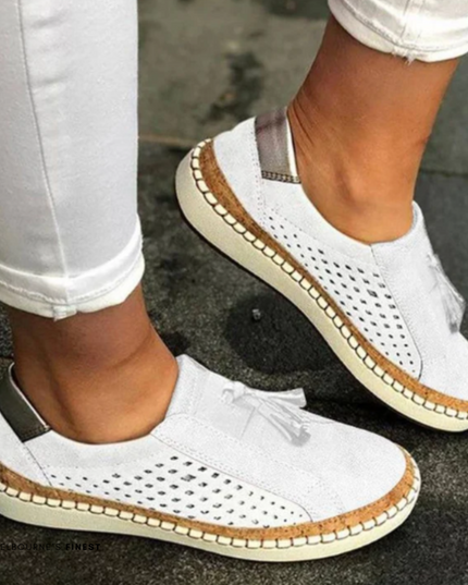 Women's Slip-On Hollow Out Sneakers White Sneakers