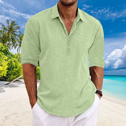 Tyler | Casual Linen Long Sleeve Shirt Green Men's shirts