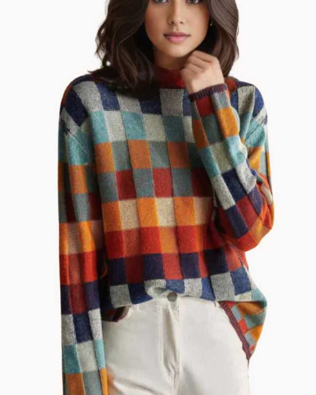 Cashmere Patchwork Turtleneck Sweater Sweater