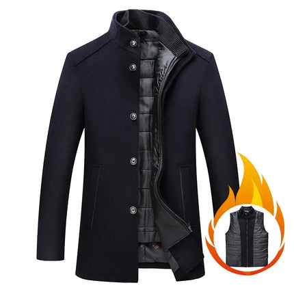 Long Sleeve Winter Overcoat Navy Blue Winter Overcoat