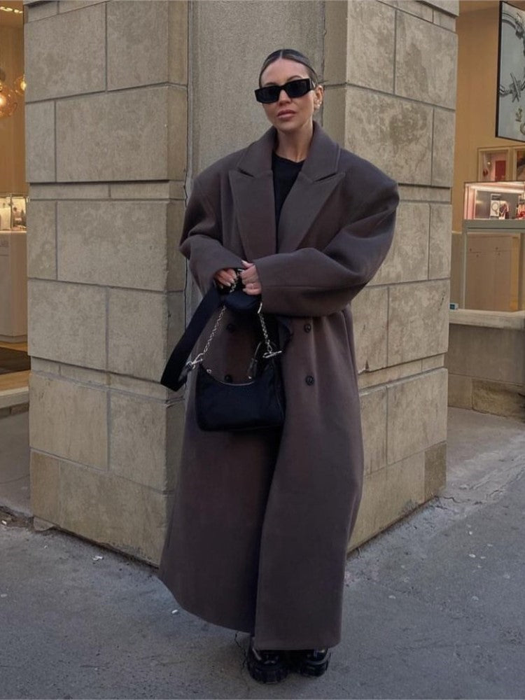 Classic Double-Breasted Long Coat Outerwear & Coats