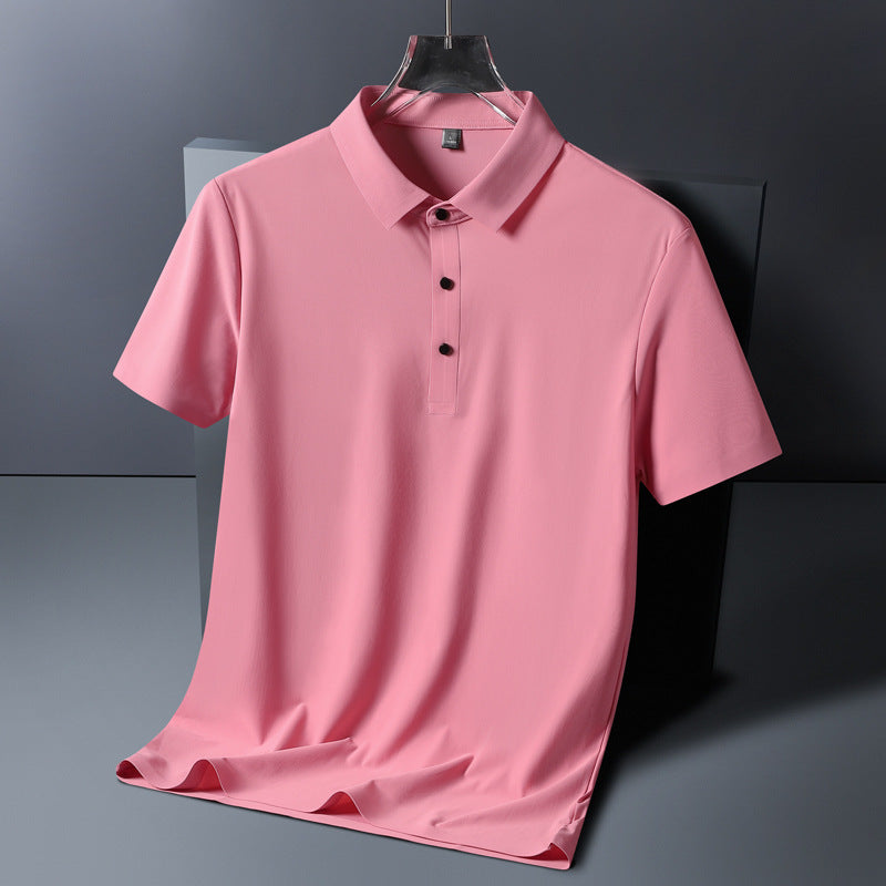Skyline Ice Silk Polo Pink Men's Clothing