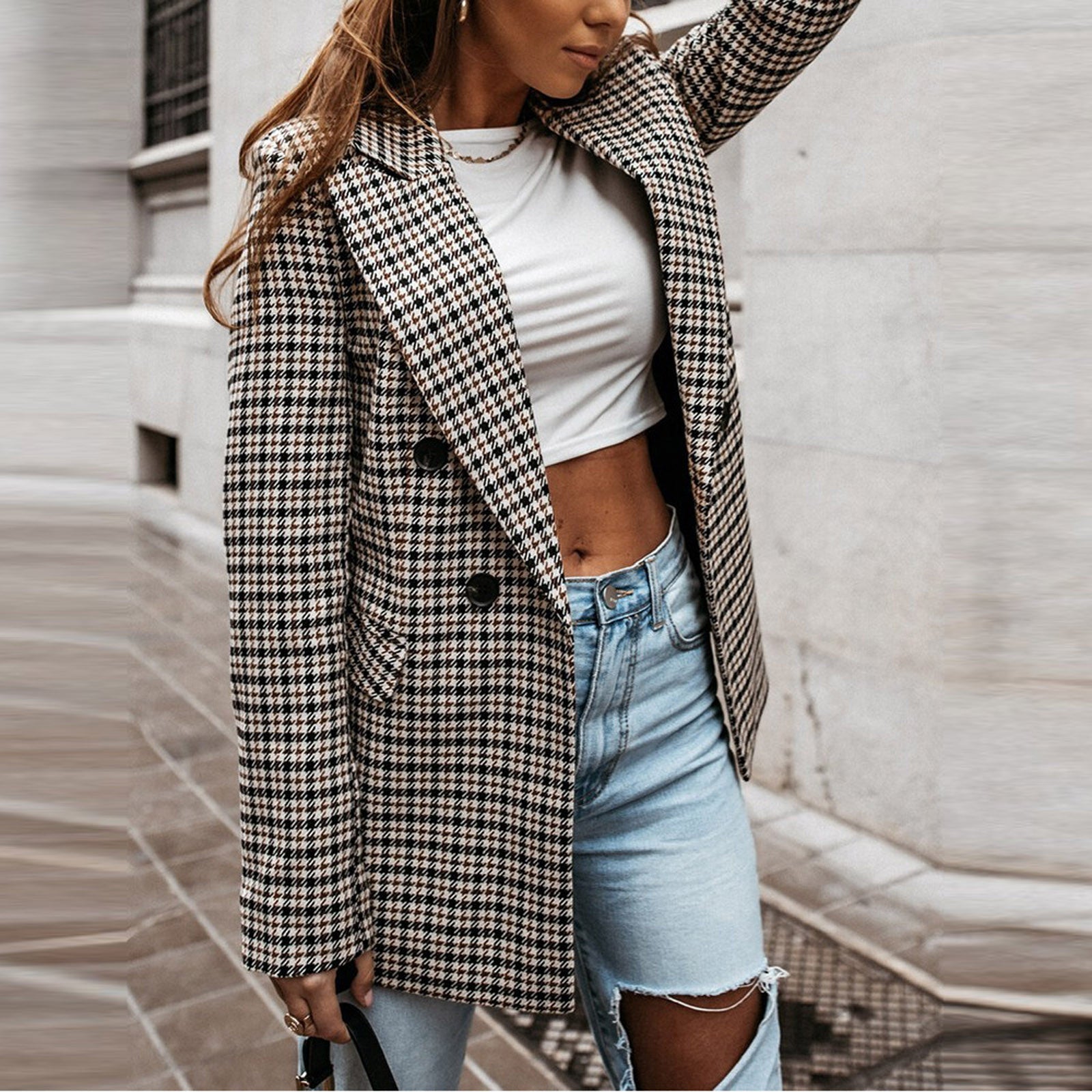 Classic Plaid Tailored Blazer Blazer