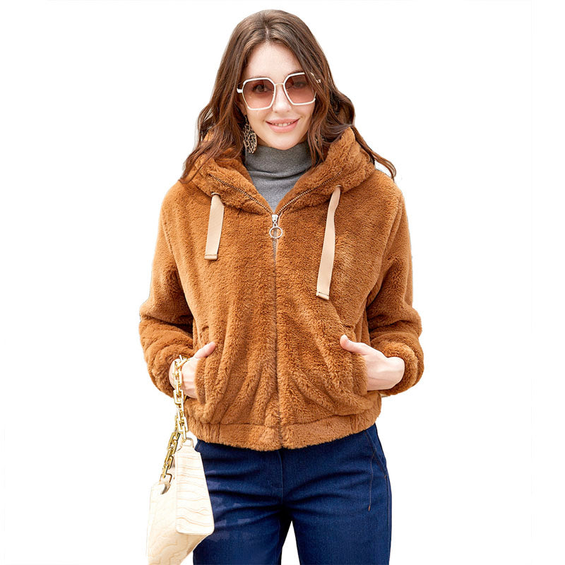 Women's Hooded Faux Fur Jacket Faux Fur Jacket