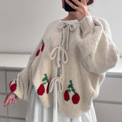 Soft Beige Bow Tie Cardigan Cardigan