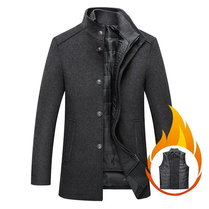 Long Sleeve Winter Overcoat Gray Winter Overcoat