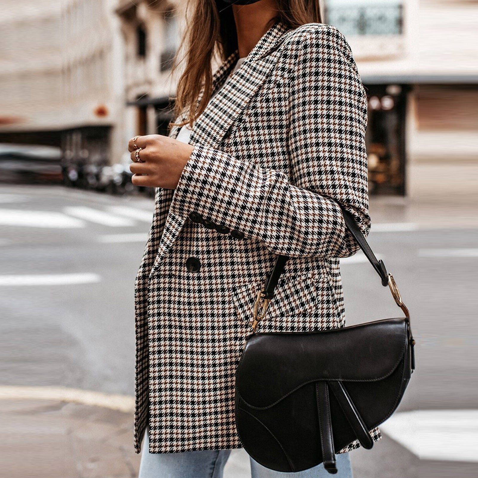 Classic Plaid Tailored Blazer Blazer