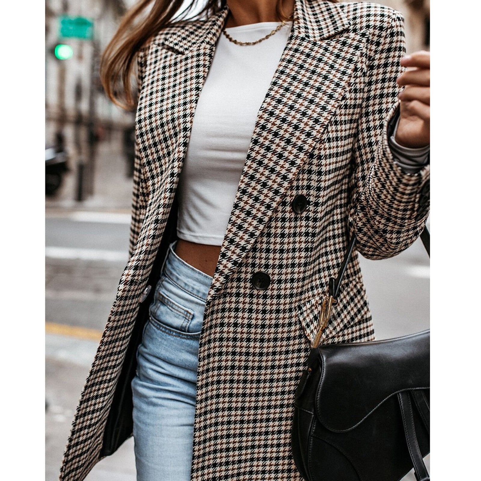 Classic Plaid Tailored Blazer Blazer