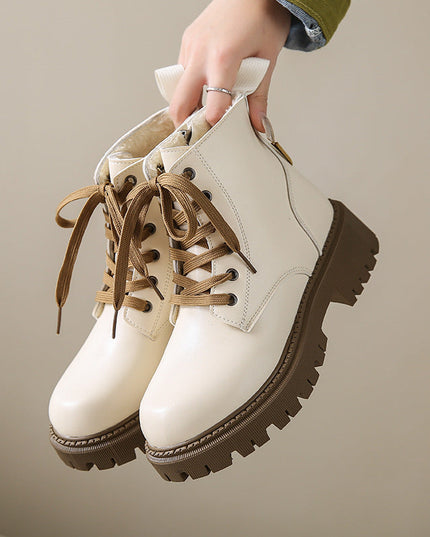 Fleece Lined Combat Boots Women's Footwear