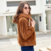 Women's Hooded Faux Fur Jacket Faux Fur Jacket