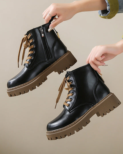 Fleece Lined Combat Boots Women's Footwear