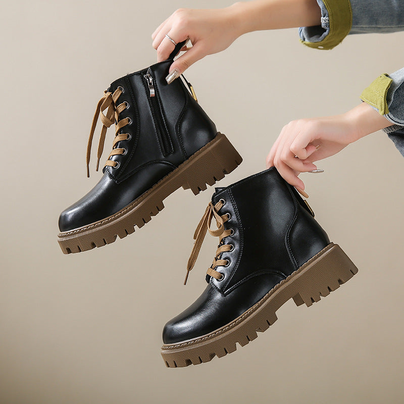 Fleece Lined Combat Boots Women's Footwear