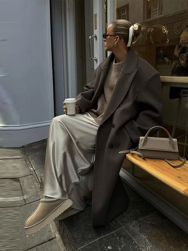 Classic Double-Breasted Long Coat Outerwear & Coats