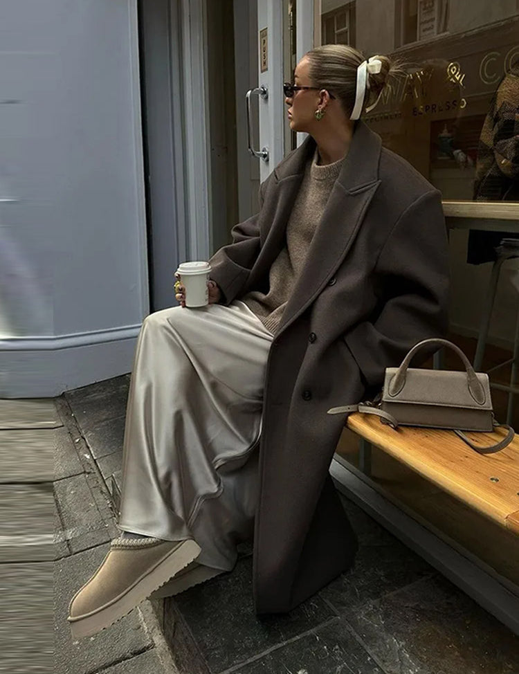 Classic Double-Breasted Long Coat Outerwear & Coats