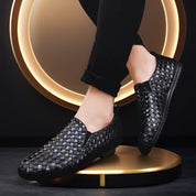 Handwoven Leather Slip‑On Shoes for Men's Women Shoes
