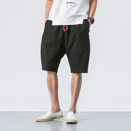 Kyoto Drift Linen Shorts Black Men Shorts