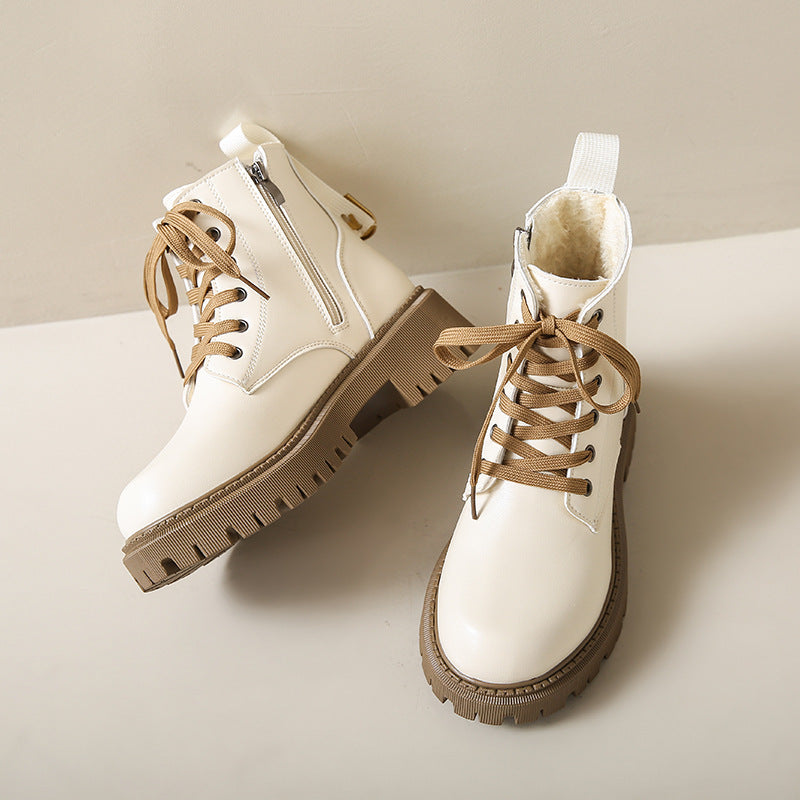 Fleece Lined Combat Boots Women's Footwear