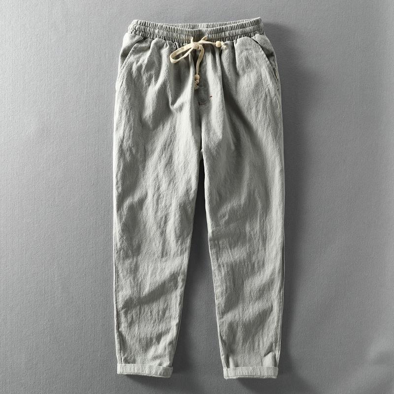 Tidal Linen Trousers Gray Men's Clothing