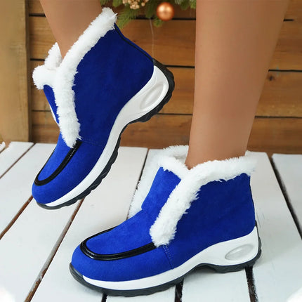 Vegan Leather Casual Ankle Boots Blue Boots