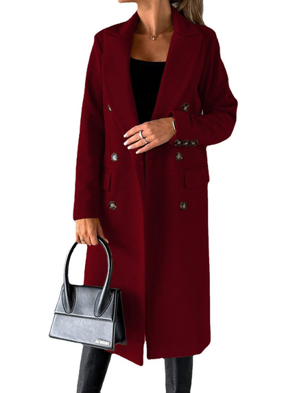 Women's Classic Wool Coat Red Wool Coat